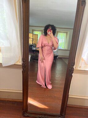 ASOS Edition Blush Satin Button Front Maxi Dress - Wedding Guest/Formal